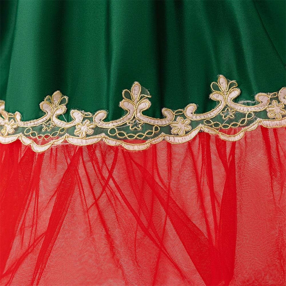 Пышные блестящие рождественские платья для девочек, красно-зеленое фатиновое платье для свадьбы, дня рождения, принцессы, костюм подружки невесты с бантом