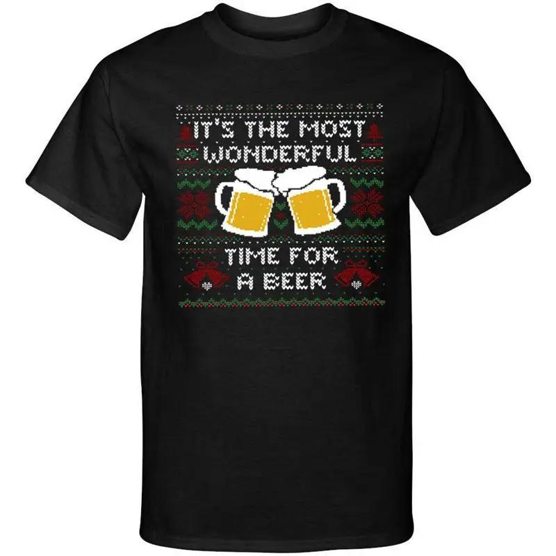 Its The Most Wonderful Time For A Beer Ugly Sweater Christmas Graphic Tee Shirt
