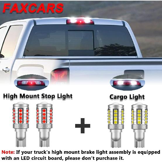921 912 LED Bulbs Cargo Light High Mount Stop 3rd Brake Light Combo Red White for Ford F150 F250 F350 Ram Silverado Sierra 1500, CANBUS Error Free
