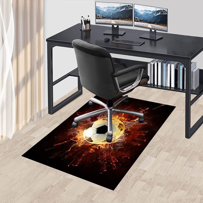 "Flaming Soccer Ball Sports Poster"Office Mat Perfect for Home Decor Office Desk Chair Rugs Chair Carpet for office Polyester Chair Mat Gift