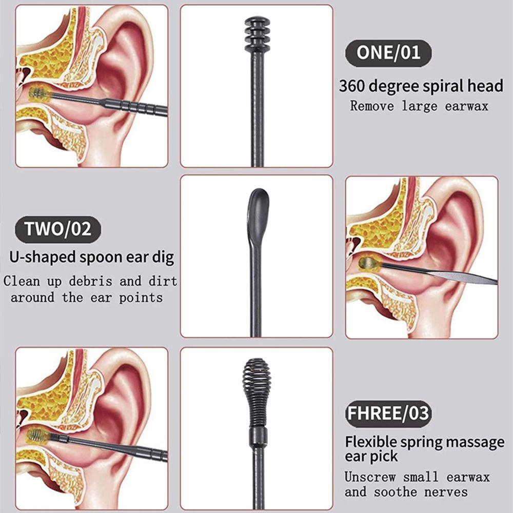 Здравоохранение Ушная ложка для удаления ушной серы Ушной очиститель Набор для чистки ушей Инструменты для ухода за ушами