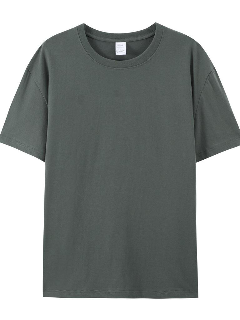 Унисекс футболка из 180г гребенного хлопка с круглым вырезом: Свободный крой, Однотонный, Короткий рукав, Готов к печати.