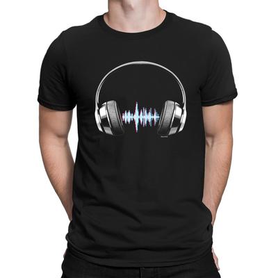 НАУШНИКИ ЭКВАЛАЙЗЕР Мужская Футболка Музыкальная DJ Электронная Рейв Танцевальная Ретро