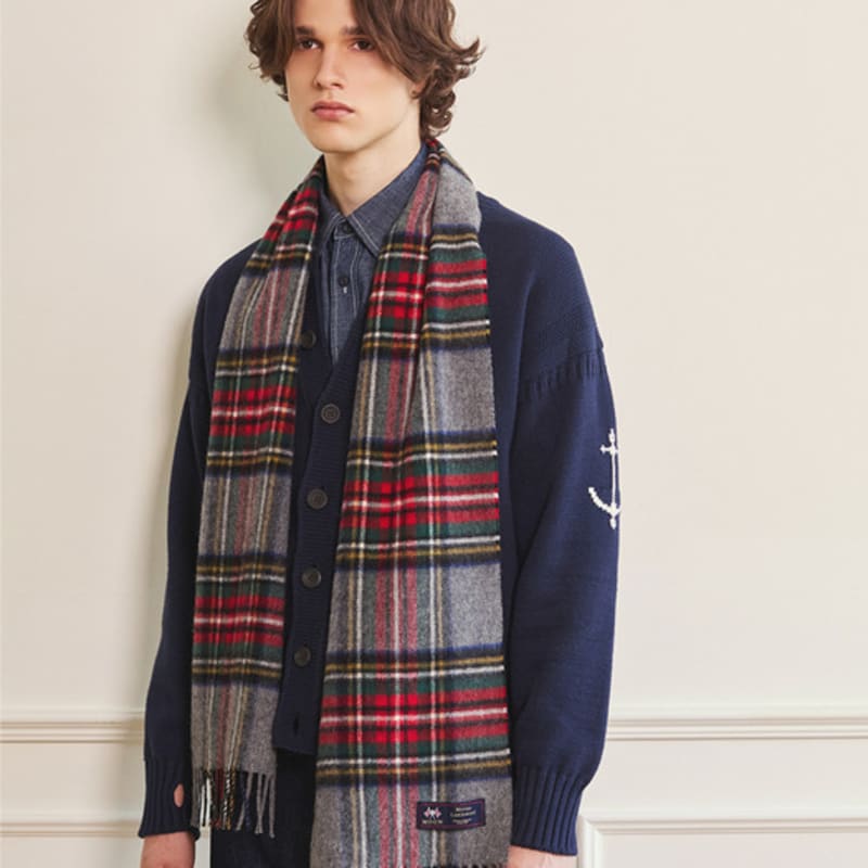 ABRAHAM MOON Шарф из мериносовой шерсти 25 см - Серый Стюарт