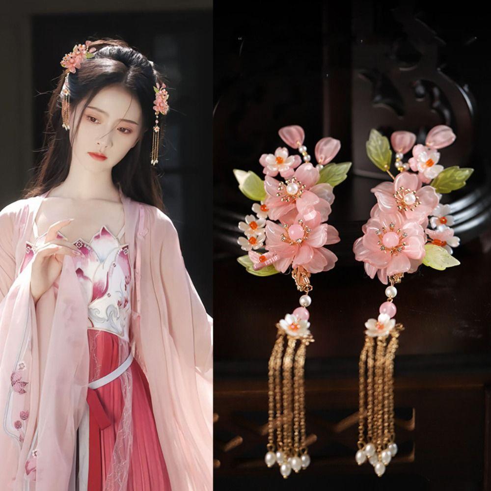 Flower Hanfu Hair Stick Pearl Chinese Style Hairpin Set Classical Hairstyle Design Tool