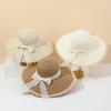 Summer Western Style Straw Hat for Women Big Brim Sunshade Fashion Bow Detail Seaside Beach Accessory