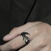 Унисекс Европейско-американское кольцо с вороном: Уникальный, регулируемый дизайн птицы в холодном стиле