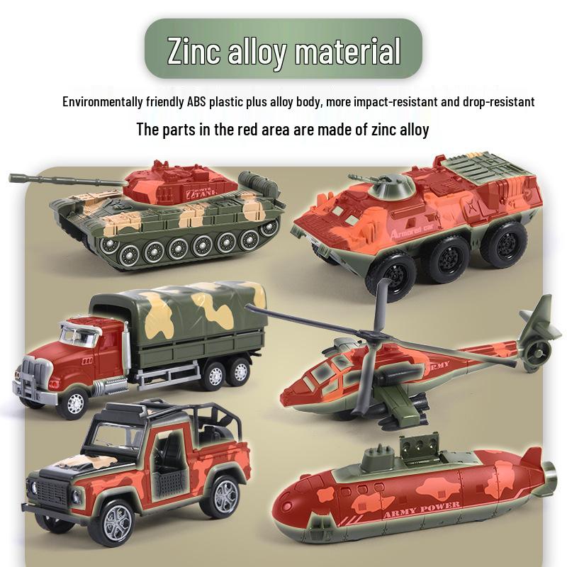 Popular 1:52 Alloy Toy Car Set: Pull-Back Armored Military Tank Model for Kids