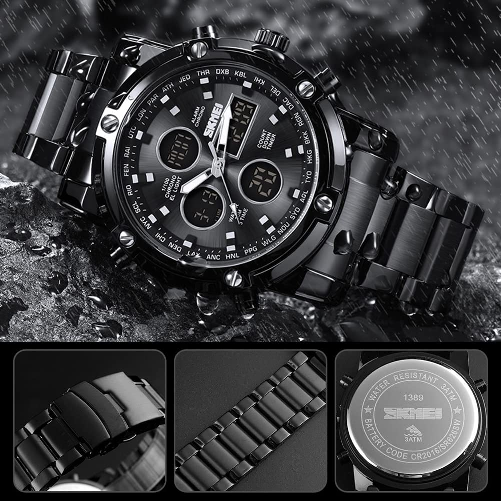 Watch Digital Analyzer Watch Chronograph Business Casual Japanese Movement Arum Function Calendar Day of the Week Stopwatch Digital Analyzer Watch