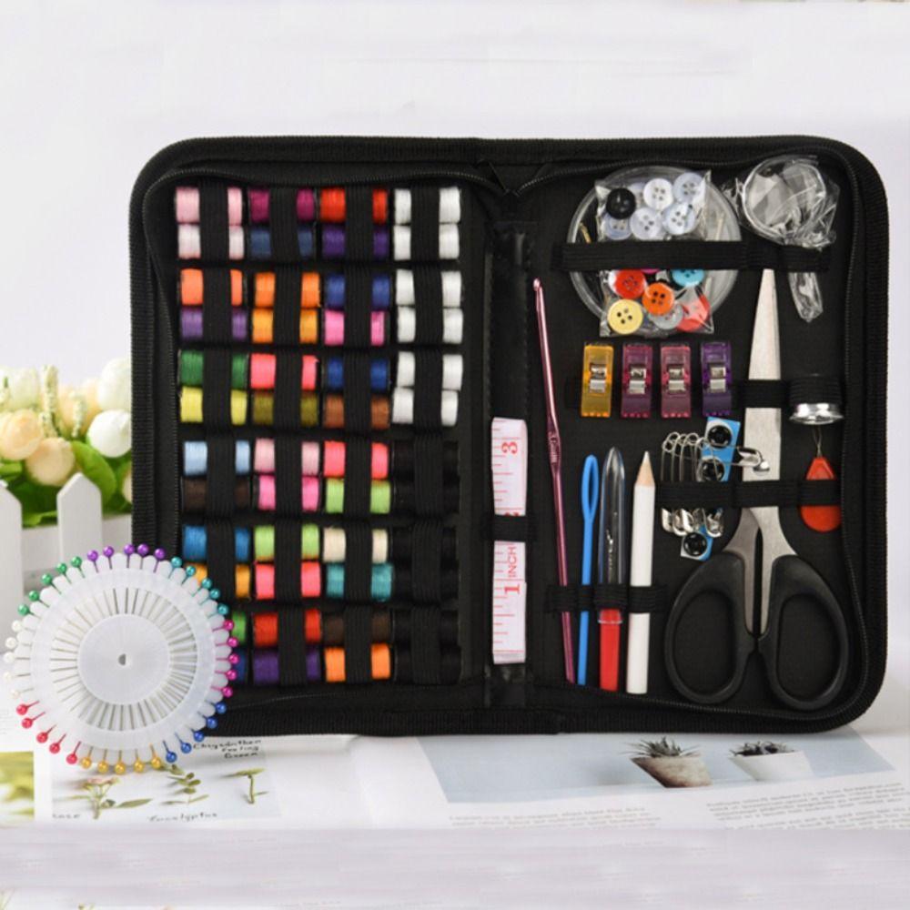 172pcs/set Portable Sewing Kit 48 Coils Needles Thread Box Scissors Sewing Box Set Household