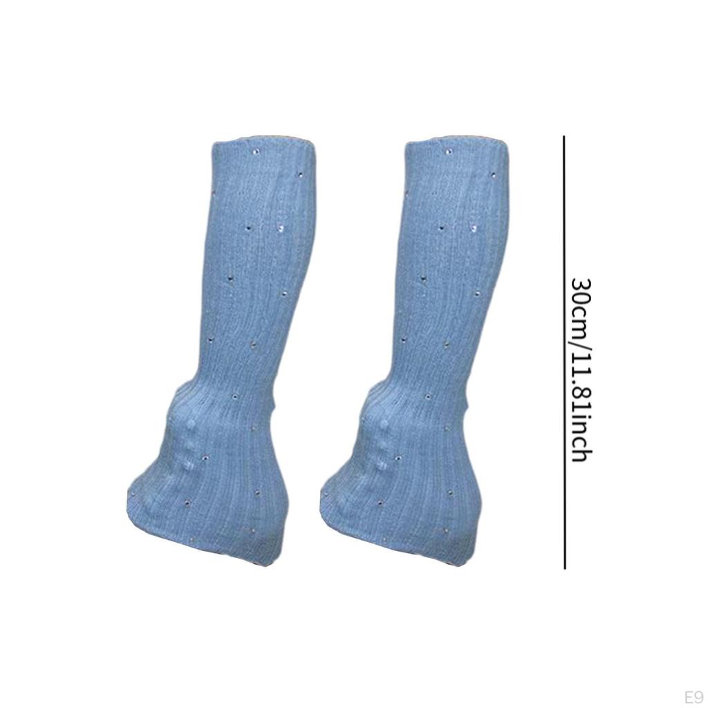 Figure Skating Leg Warmers Socks Decoration Over Knee with Rhinestone Knitted Long