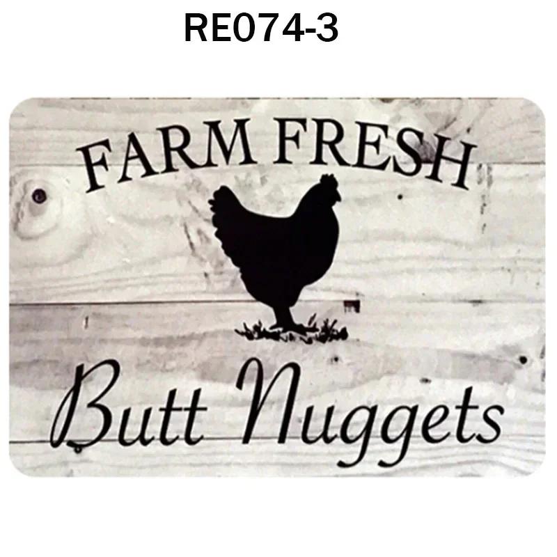 Happy-Hens Свежие яйца Металлическая жесть Плакат Куры Ферма Магазин Плакат Винтаж Ресторан Настенный декор Ретро таблички Знаки 20*30 см