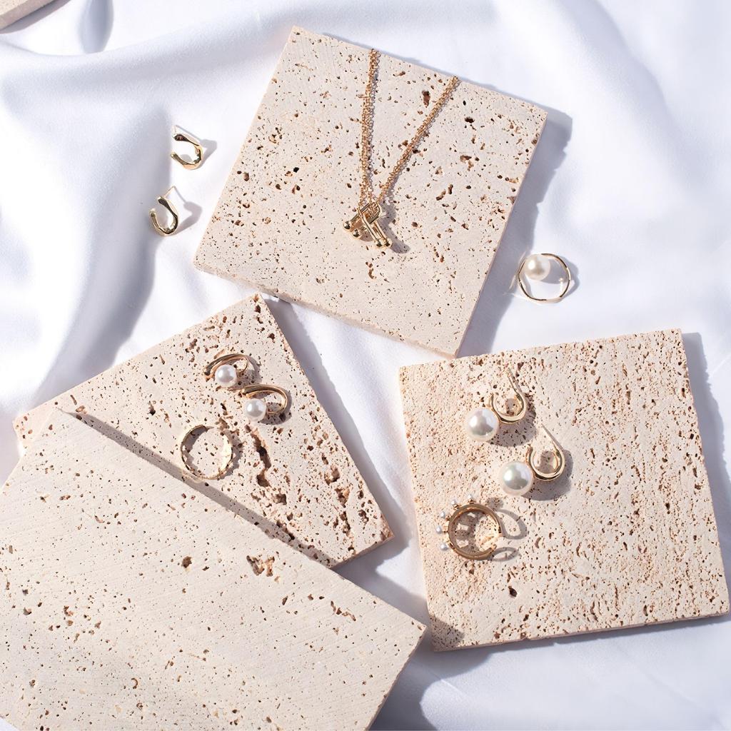 Leiasnow Photography Подставка Аксессуары Подставка для украшений Реквизит Инструменты для фотографии Дисплей Выставочная подставка Каменная плита Квадратный Стиль натурального камня