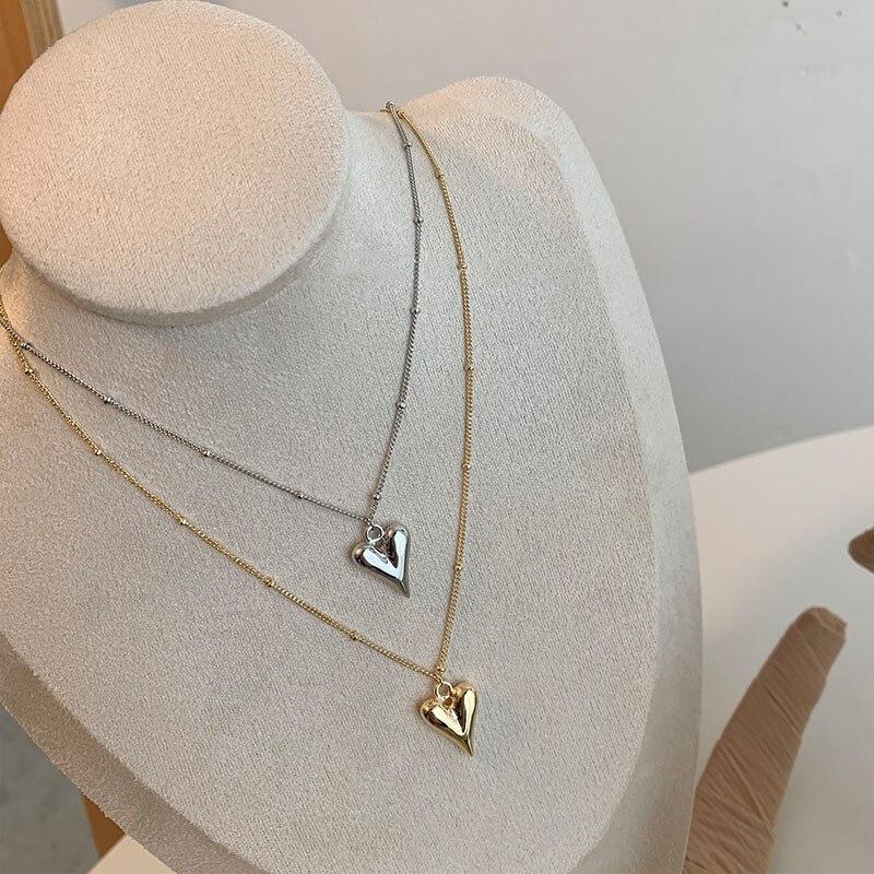 925 Sterling Silver Love Heart Necklace for Women Clavicle Chain Gold Silver Necklaces Party Jewelry Gifts