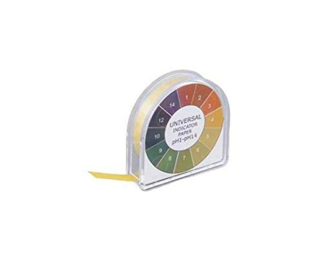 AS ONE pH Test Paper Roll Type pH 0-14, 7mm x 5m, 1 Roll with Cutting Edge, Plastic Case, Universal Indicator Strip /1-1254-01