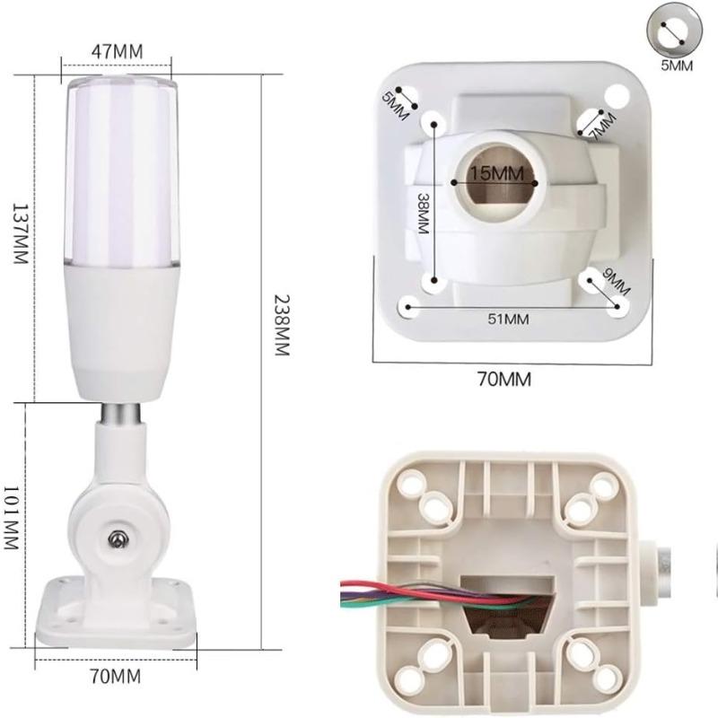 LED Industrial Warning Light 3 Colors Steady Light 180 Folding Light with Buzzer Alarm for CNC Machines 100db (DC 24V)