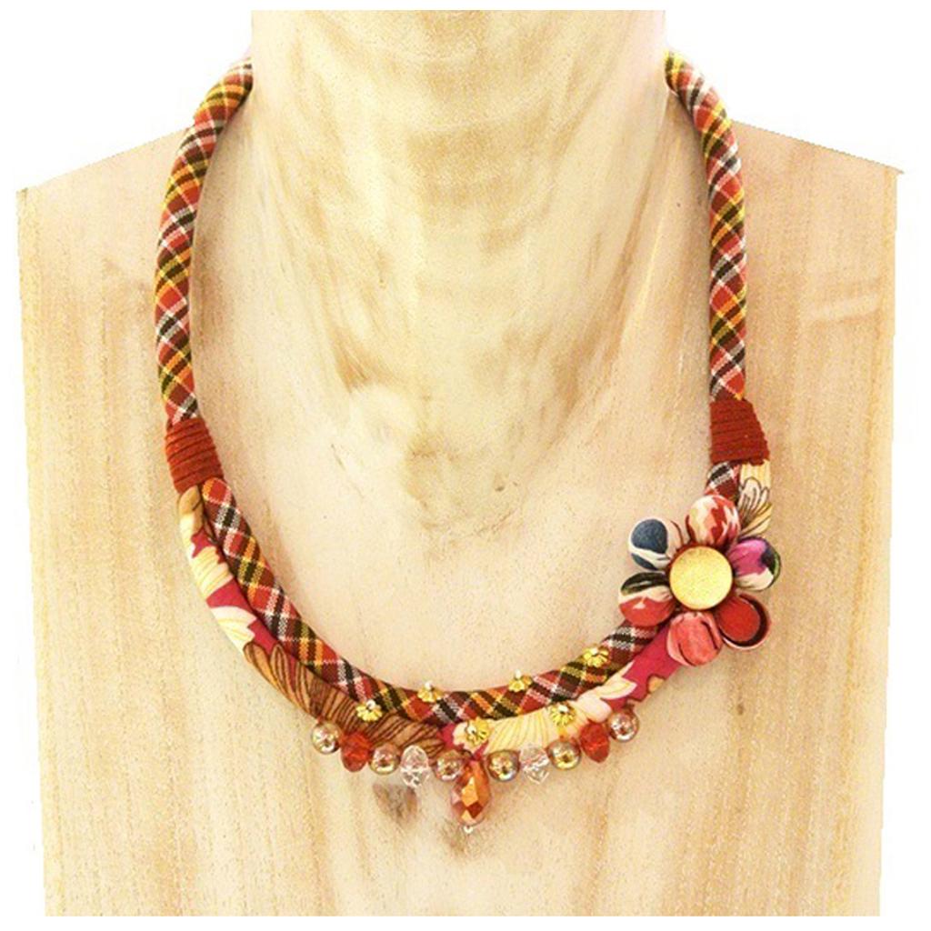 Les Trésors De Lily [R4268] - Red 'Mistinguette' Handmade Necklace (flower) - 40 Mm