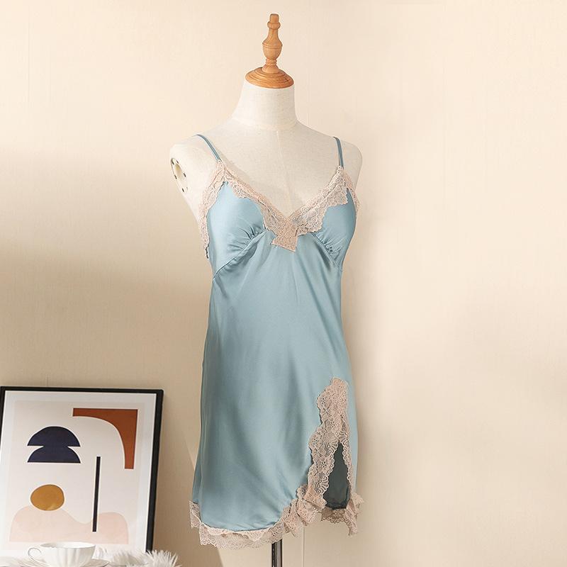 Женский банный халат с кружевной отделкой, ночная рубашка с подтяжками, комплект из двух предметов, сексуальный мини-халат из вискозы, свободная повседневная домашняя одежда
