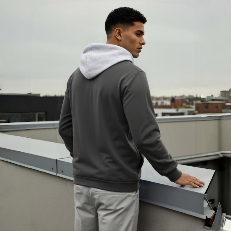 Men's Zip-Up Hoodie Sweatshirt Casual Fleece Jacket with Drawstring Hood Front Pockets Comfortable Streetwear for Autumn & Winter