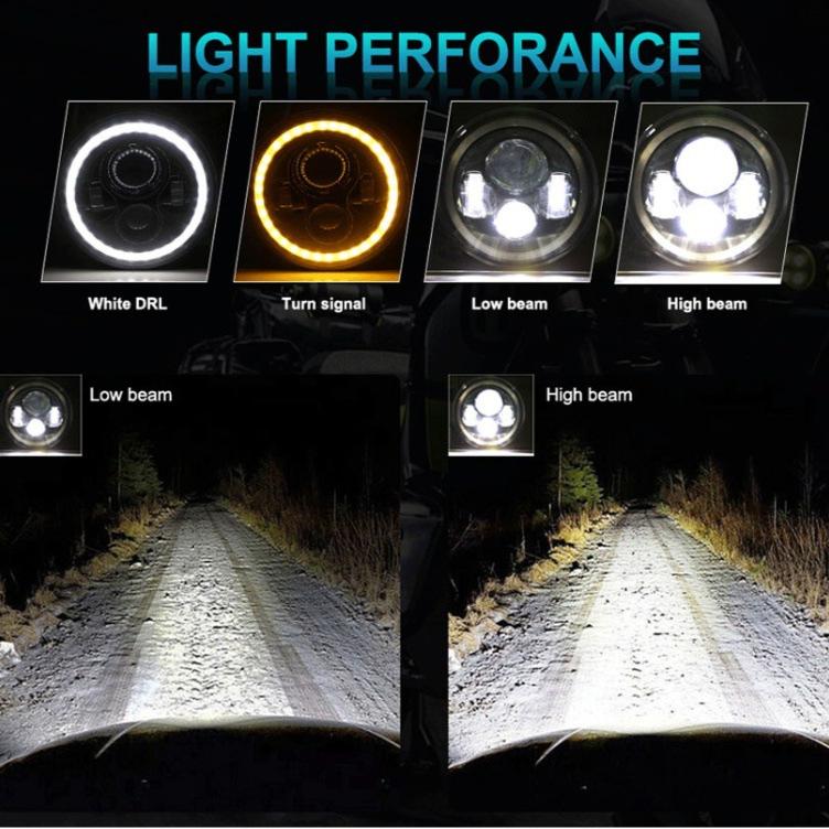 7-дюймовая круглая 4-ламповая светодиодная фара с угловым глазом для мотоциклов и внедорожников 12 В