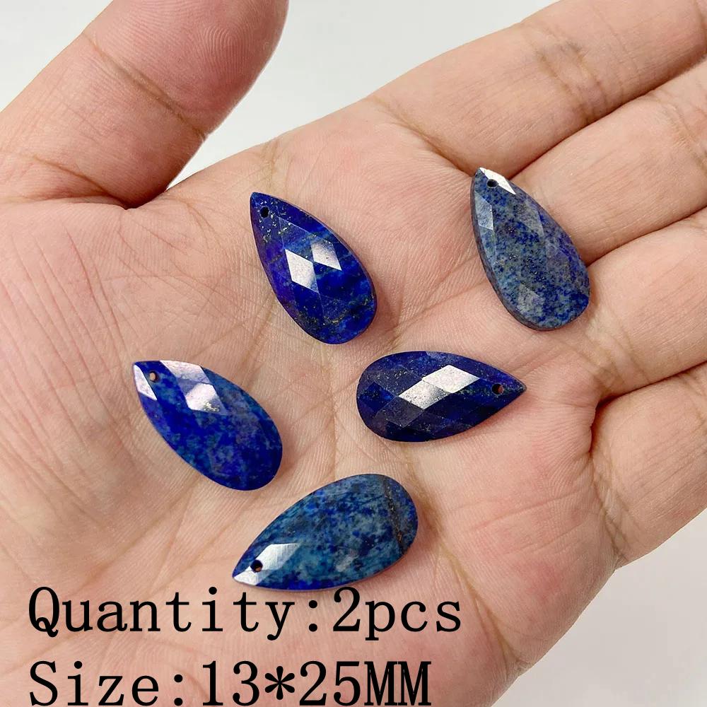Natural Blue Lapis Lazuli Connector Charms Pendant Stone Warter Drop Teardrop Heart Pendants Charm For Jewelry Making Necklaces