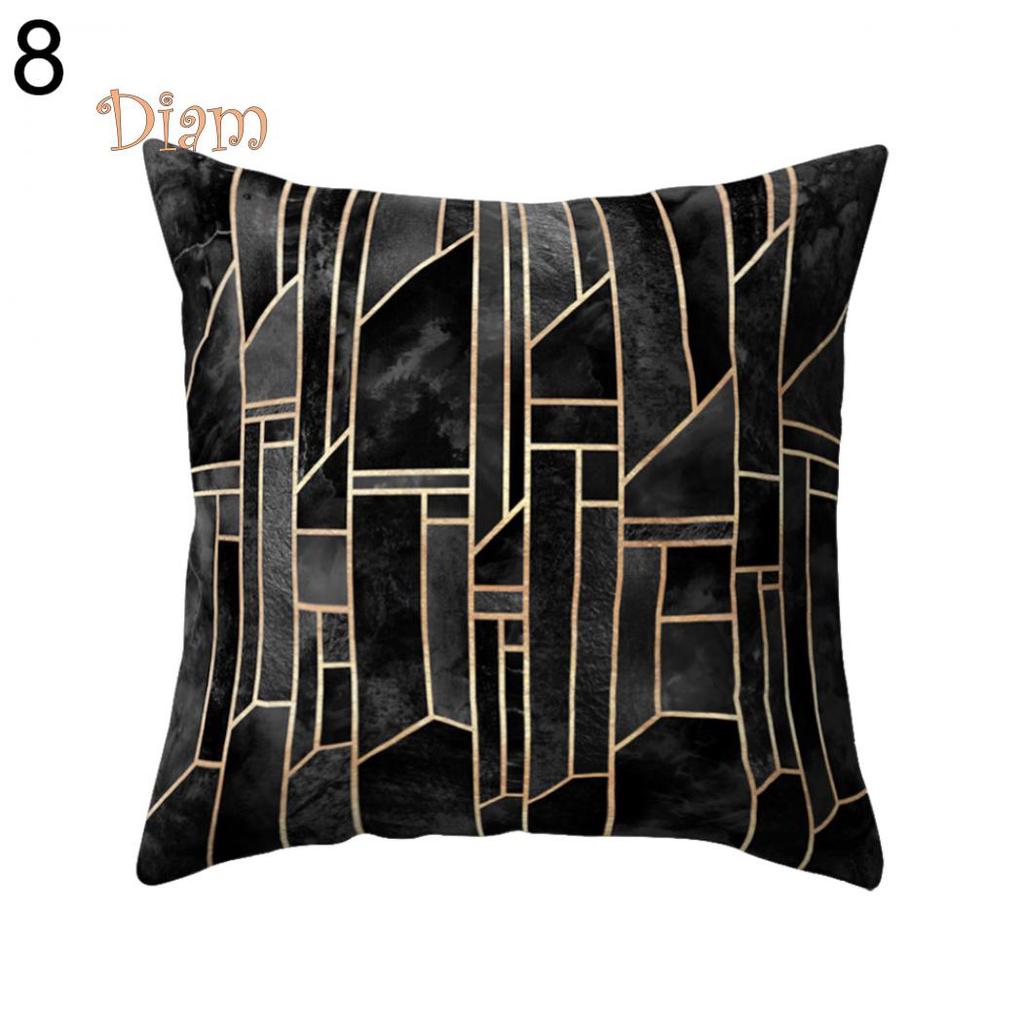 FS Black and White Geometric Throw Pillow Case Square Cushion Cover Soft Waist Rest Accessories