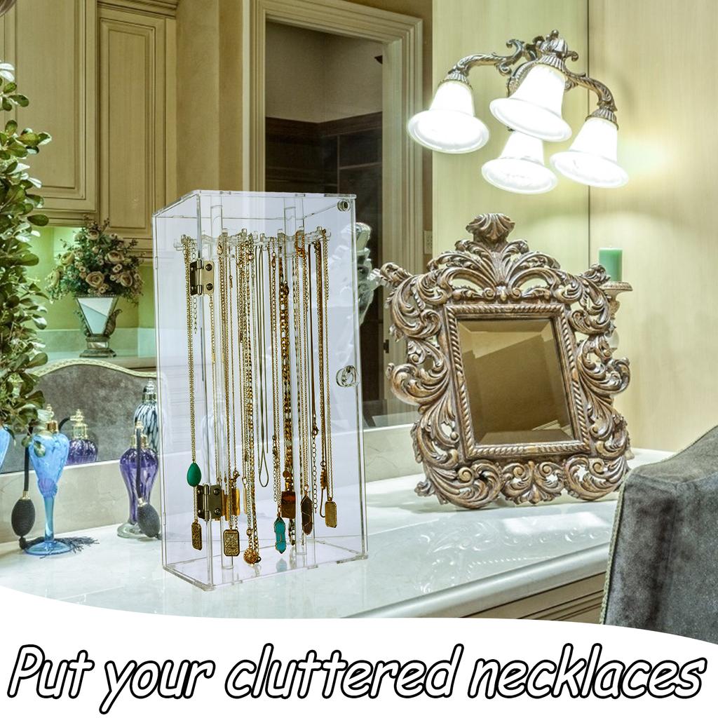 Подставка для ожерелий, прозрачный органайзер для ожерелий с 24 крючками
