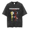 Radiohead Rock Band T-shirt Vintage Washed Oversized Streetwear Men Women Summer Cotton Short Sleeve Graphic Y2k Retro T