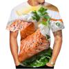 Футболки с филе лосося, суши, забавным пищевым графическим 3D-принтом, мужские повседневные футболки с коротким рукавом - Мягкая ткань средней эластичности, летняя одежда свободного кроя