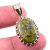 Natural Unakite Gemstone 925 Solid Sterling Silver Two Tone Pendant 1.5" p1Y60