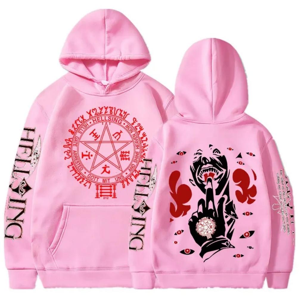 Anime Hellsing Hoodies Manga Print Hooded Men Women Clothes Harajuku Streetwear Hip Hop Unisex Sweatshirt Comfortable Pullover