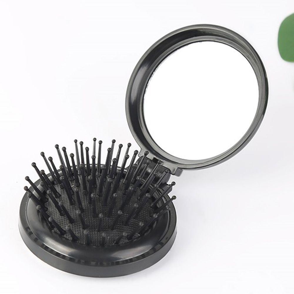 Comb Pocket Size Compact Cosmetic Mirror Included Folding Hair Brush Beauty Tools Scalp Massager