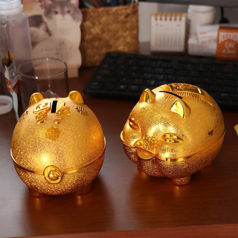 Gold Pig Pig Plastic Piggy Bank Animal Coin Saving Box Practical Pig Money Jar Kids Children
