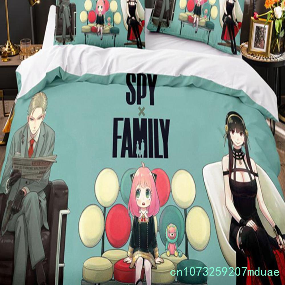 Новый набор постельного белья с одеялом SPY×FAMILY, 3 предмета, мультяшная пододеяльник, наволочки, полный размер, Queen, King, чехол для одеяла, односпальный, двуспальный