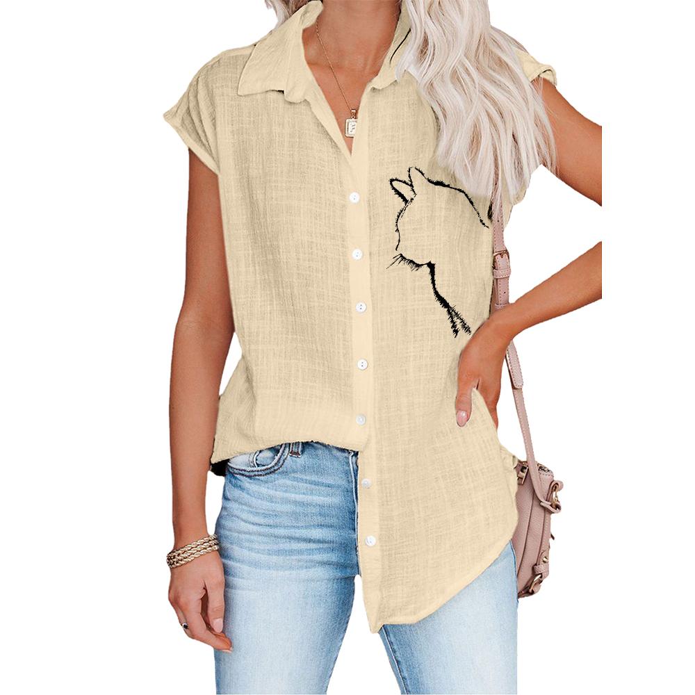 Женская модная футболка с коротким рукавом, весна-лето, повседневные блузки с принтом, тонкие рубашки-кардиганы больших размеров