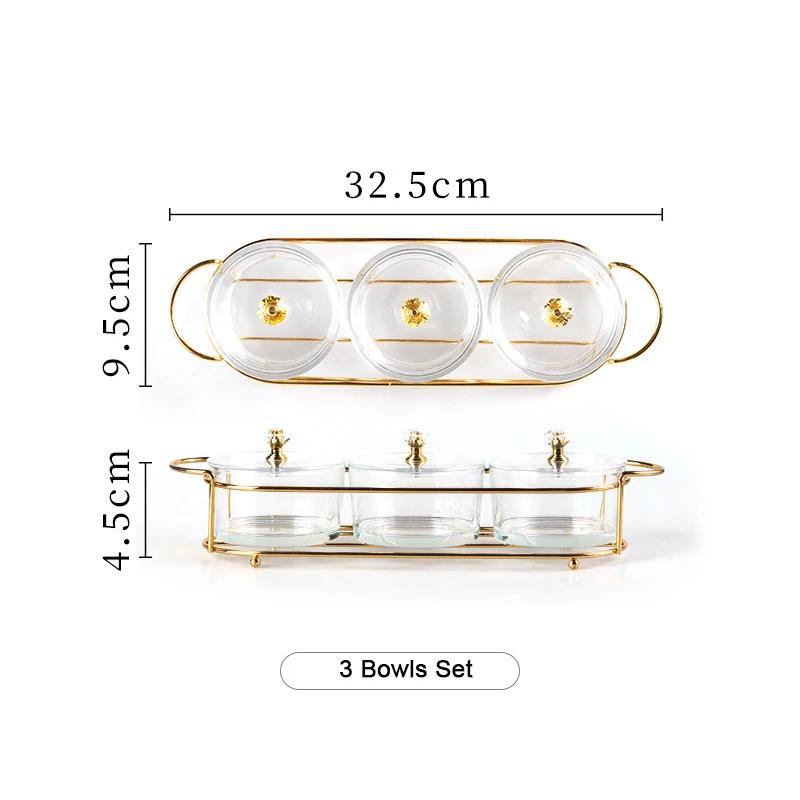 Стеклянная посуда Nordic Luxury, маленькие фруктовые десертные закуски, сервировочные миски с пыленепроницаемой крышкой, бытовые тарелки для подачи еды на вечеринку