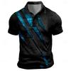 Vintage Men's Polo Shirt Scratch Print Casual Short Sleeve T-Shirt Lapel Buttons Golf Sport Shirt Fashion Oversized Men Clothing