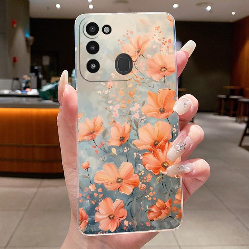 Задняя крышка для Tecno Spark 8C Чехол Прозрачный Роскошный Модный Эстетичный Бабочка Цветок Мягкий ТПУ Силиконовый Чехол для телефона Tecno KG5k KG5j