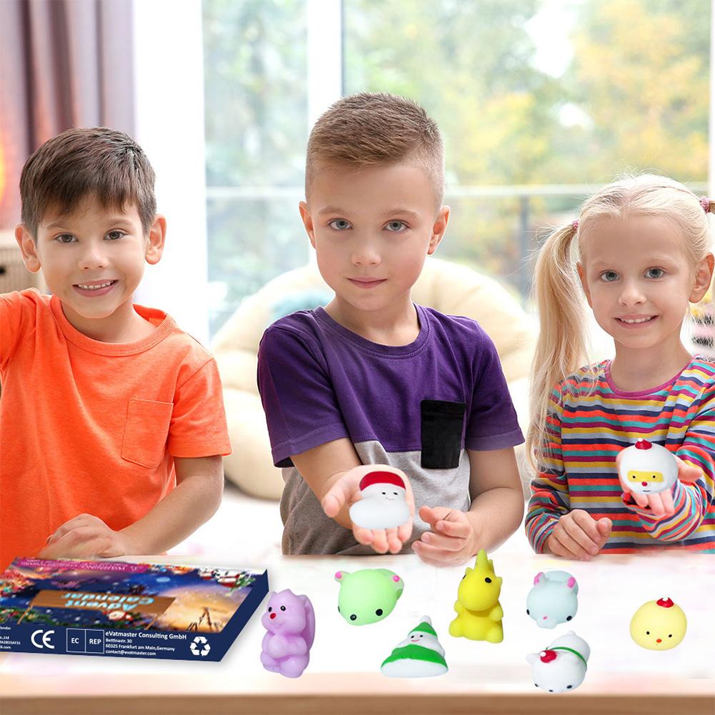 Mochi Squishies Рождественский календарь обратного отсчета с 24 шт. Разные милые игрушки-животные Подарки для мальчиков и девочек Подарок на рождественскую вечеринку