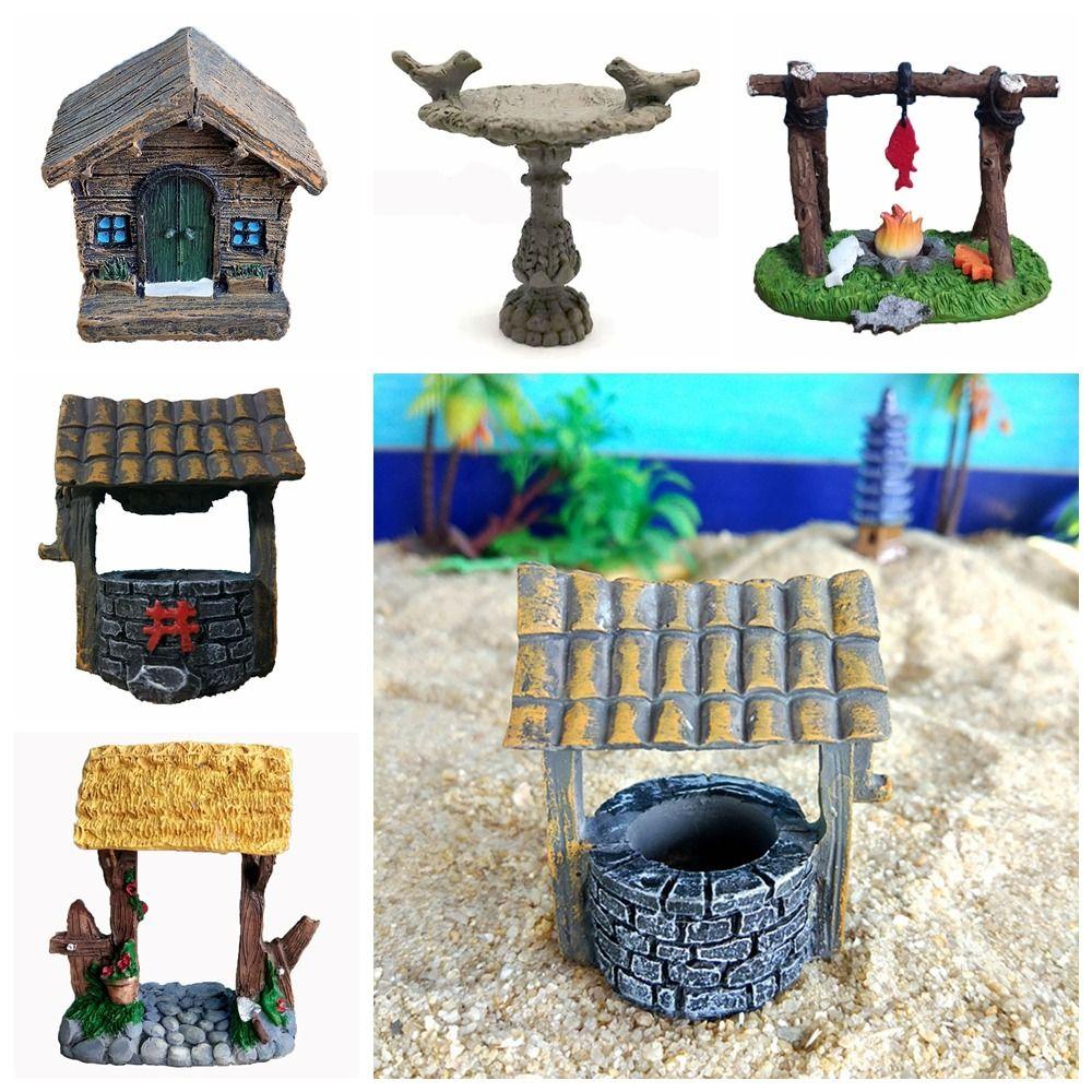Resin Simulation Farm House Craft Mini Fairytale Door Miniatures Arch Figurines Indoor Outdoor
