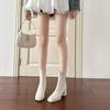 Elastic thin boots women's new autumn and winter mid-heel white boots square head high-heeled short boots women's small fragrant bare boots