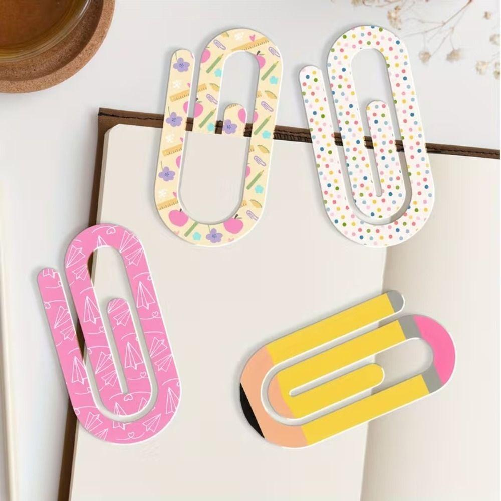 4pcs Classroom Theme Paperclip Bookmark Acrylic Notebooks Paper Clips Note Decor