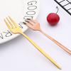 Набор из 6 мини-вилок для фруктового торта, закуски, набор из нержавеющей стали для чая, фруктовая вилка, десертная вилка, зеркальная золотая маленькая вилка для салата, столовая посуда