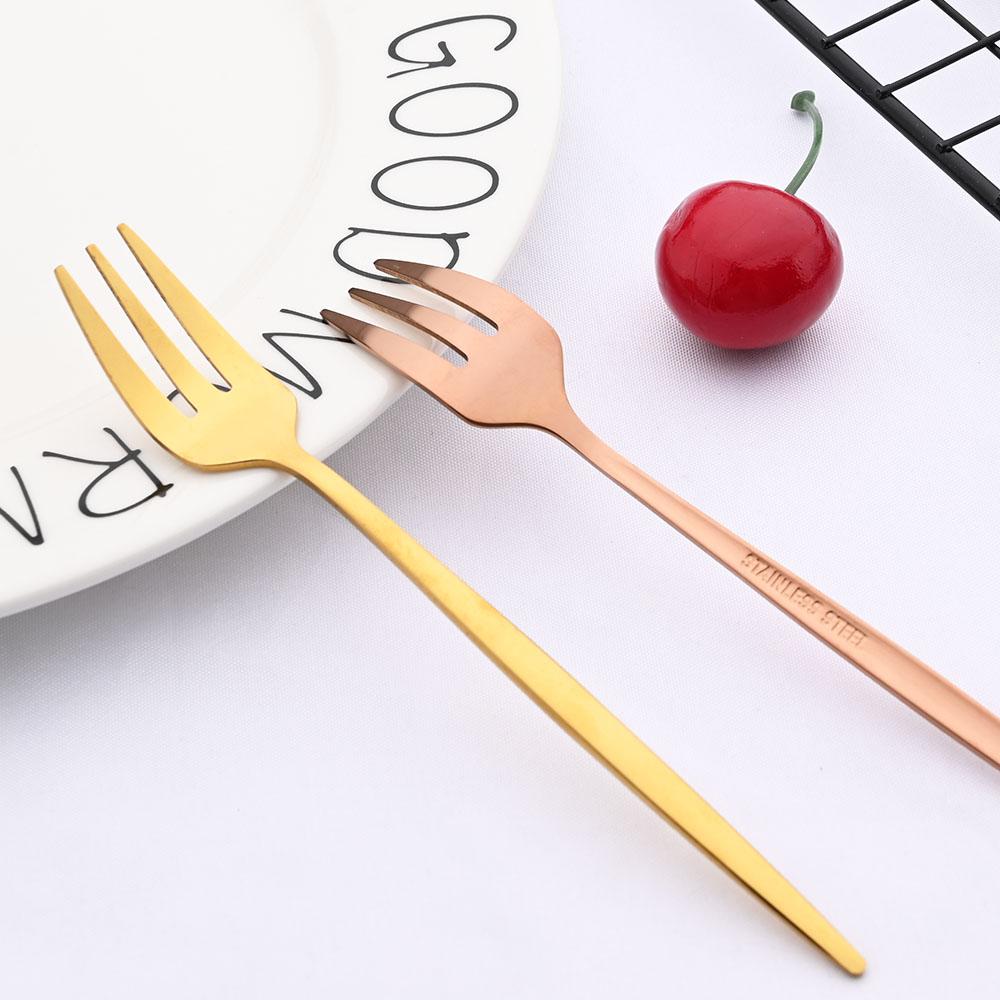 Набор из 6 мини-вилок для фруктового торта, закуски, набор из нержавеющей стали для чая, фруктовая вилка, десертная вилка, зеркальная золотая маленькая вилка для салата, столовая посуда