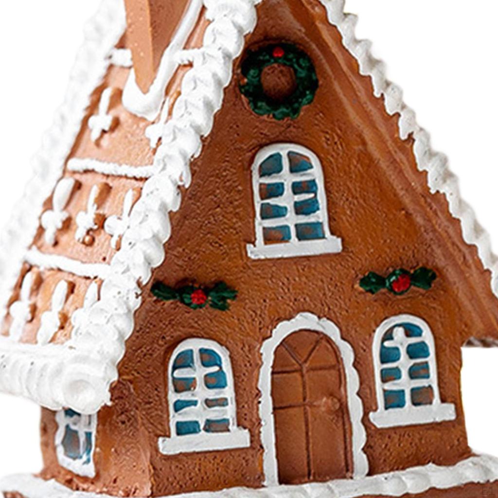 Рождественская миниатюрная статуэтка-домик, настольное украшение со светом, хижина, резиновая деревенская фигурка