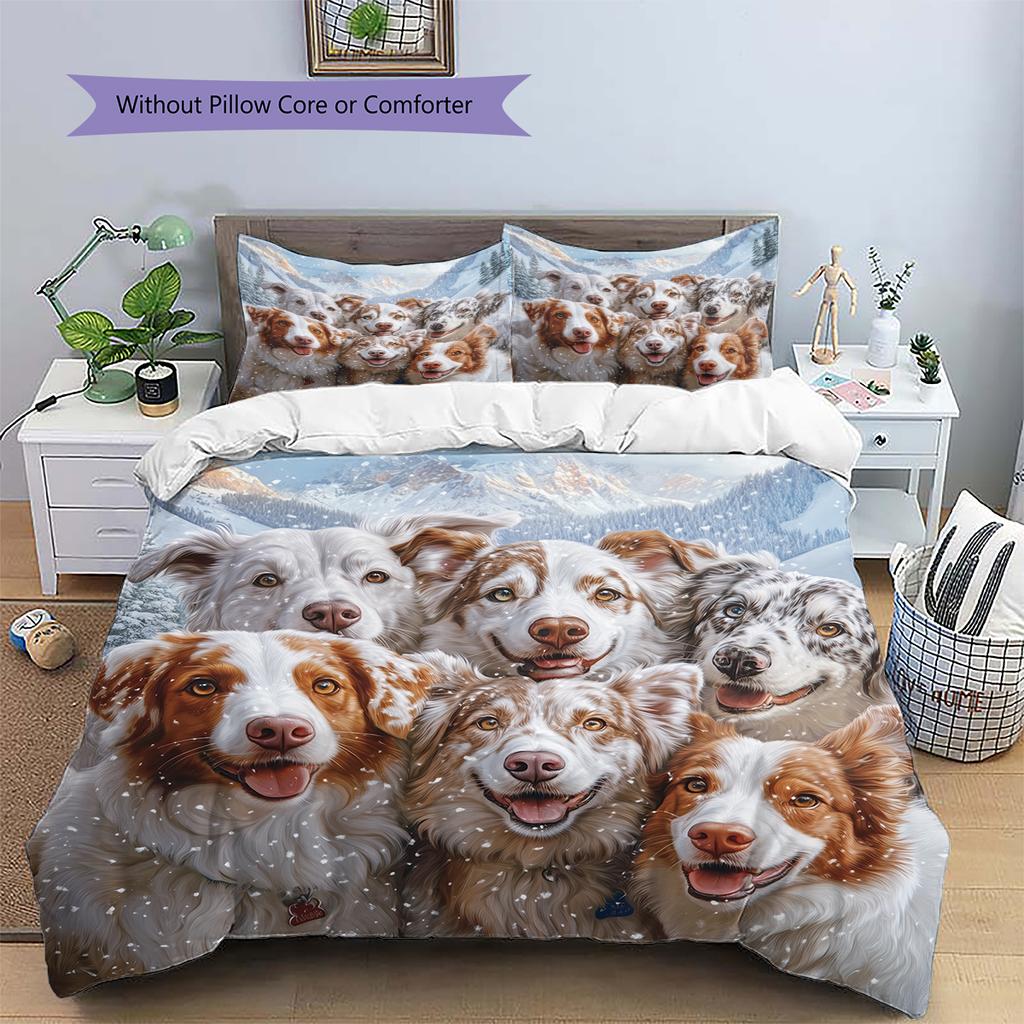 Australian Shepherd dog Pattern Bedding Home Decoration Birthday Gift (1 * duvet cover + 2 * pillowcase, without core)