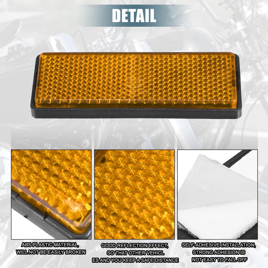 uxcell Безопасность Спица Светоотражающая Палочка Клейкий Светоотражатель Столбик Ворот для Автомобиля Прицепа Мотоцикла Грузовика Лодки Велосипеда Прямоугольный Оранжевый 6шт