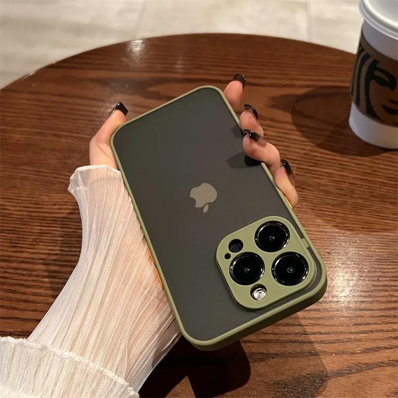 Роскошный ударопрочный матовый чехол для телефона для iPhone 17 16 15 14 13 12 11 Pro Max XR XS X 7 8 Plus Mini SE 2 Бампер Прозрачная крышка