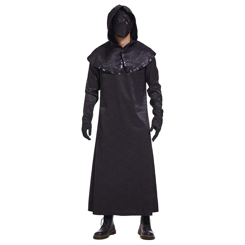 Halloween Europe Medieval Black Death Plague Men Bird Beak Mask Doctor Role Stage Performance Costume