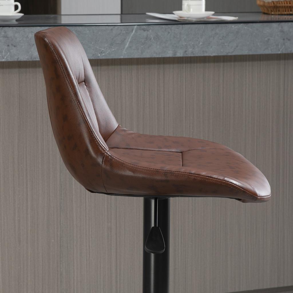 2 Piece Set Bar Stools Height Adjustable With Footrest 46.5 Cm X 50 Cm X 108 Cm Black And Brown